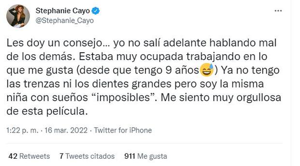Stephanie Cayo used her Twitter account to respond to criticism against her.  (Photo: @Stephanie_Cayo)