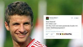 Thomas Müller y su reacción vía Twitter tras ver el sorteo