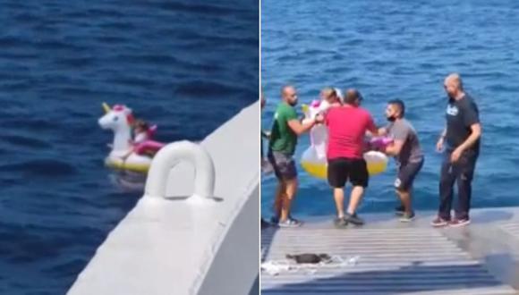 La autoridad portuaria alertó a la tripulación del ferry Salaminomachos sobre la niña atrapada . (Foto: captura de pantalla)