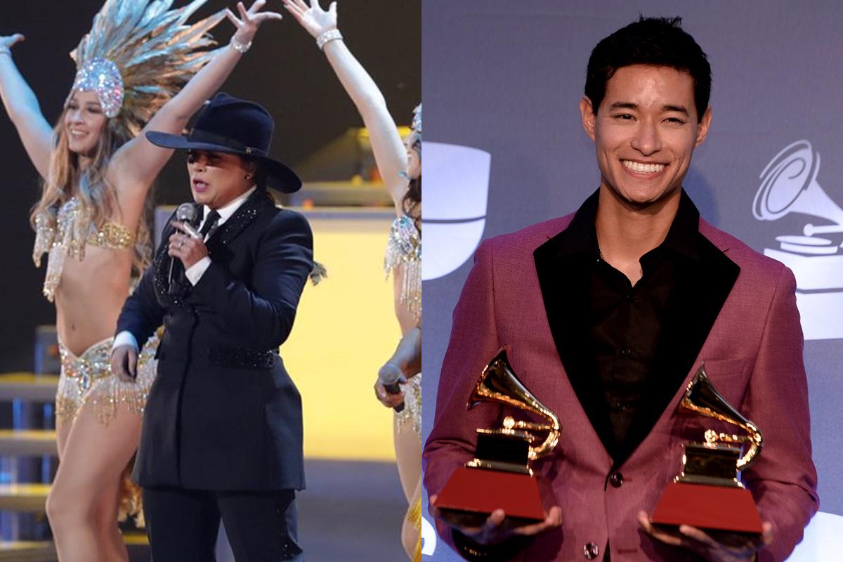 Premios Grammy 2019. A la izquierda Olga Tañón, a la derecha el ganador de dos estatuillas Tony Succar; quien hizo percusión en la presentación inaugural. Fotos: AFP.