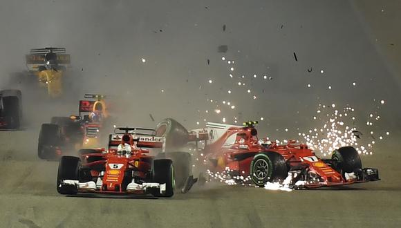 Sebastian Vettel tuvo que abandonar el Gran Premio de Singapur en la primera vuelta. (Foto: AFP)