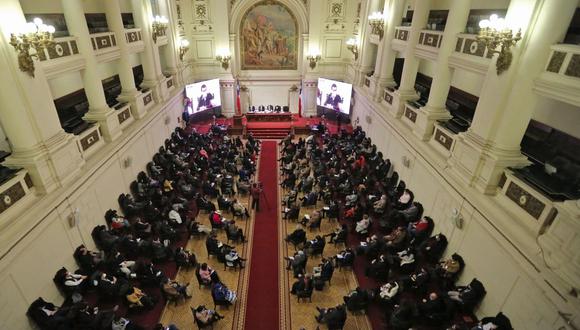 Vista general de la primera sesión de la Asamblea Constituyente en Chile el 7 de julio de 2021. (Foto: AFP).