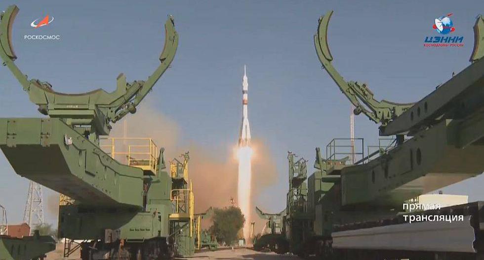 Es esta la primera vez que para propulsar una Soyuz MS se utiliza el cohete transportador Soyuz-2.1a. (Foto: Twiiter @tvroscosmos)