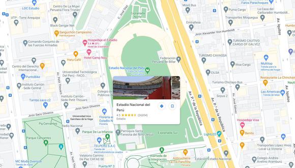 El estadio Nacional visto desde Google Maps). (Foto: Google)