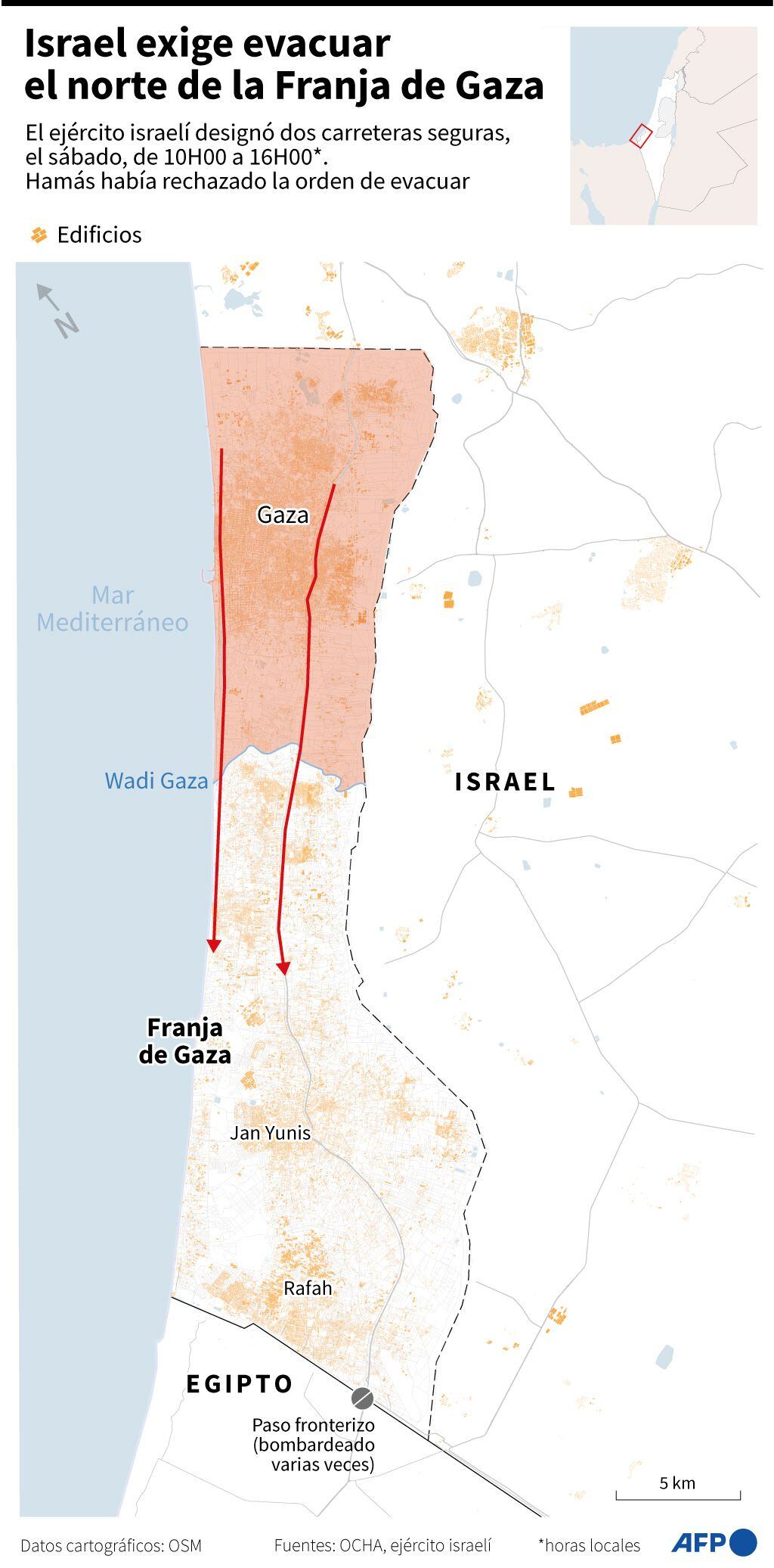Evacuation in the Gaza Strip.  (AFP).