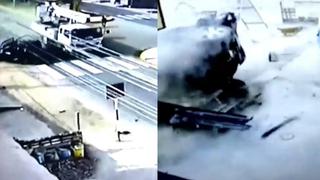 Jicamarca: choque de camión grúa hace volar a camioneta con dos ancianos y arrasa varios negocios | VIDEO