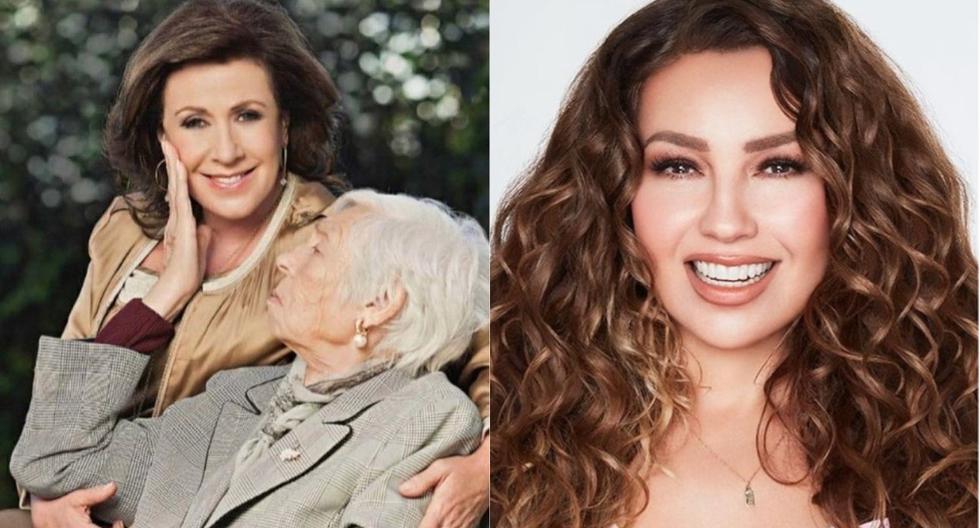 Thalía and Laura Zapata celebrated the 104 years of their grandmother Eva Mange