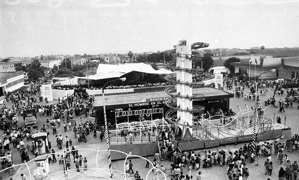 La Feria del Hogar tuvo su máximo apogeo entre los años 80 y mediados de los 90. Vista panorámica de la Feria del Hogar el 28 de julio de 1982. Foto: GEC Archivo Histórico