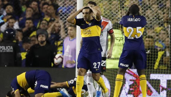 Eduardo Salvio en el duelo entre Boca vs. River. (Foto: AFP)