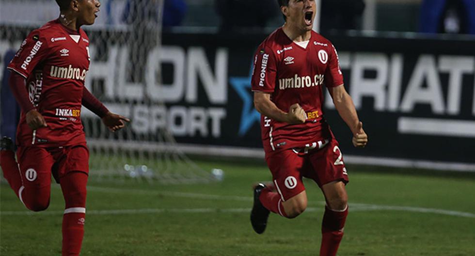 Diego Manicero celebra el cuarto gol de Universitario. Lo anotó de penal a los 35 del segundo tiempo. (Foto: Andina)