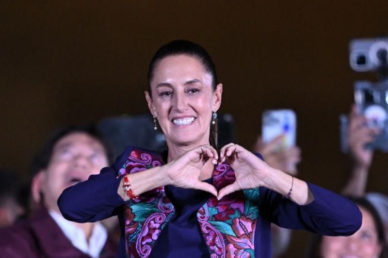 Sheinbaum festejó con sus seguidores en el Zócalo de Ciudad de México. (Getty Images).