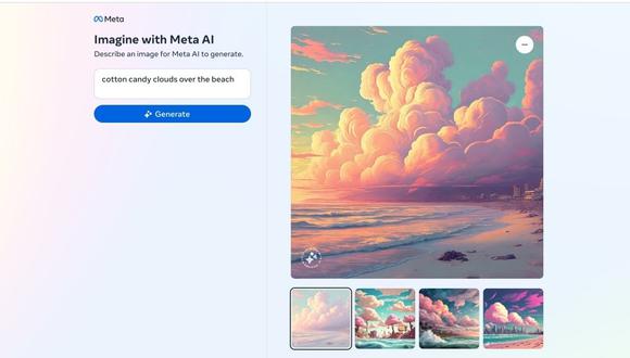 El nuevo generador web de imágenes de Meta, Imagine.