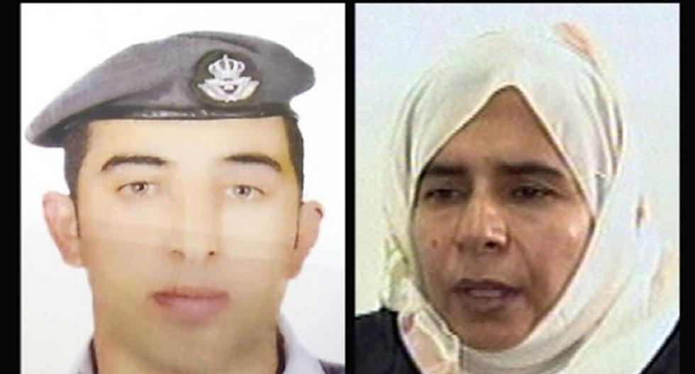 El piloto Mu\'ath al-Kaseasbeh y la terrorista Sajida al Rishawi. (Foto: EFE)