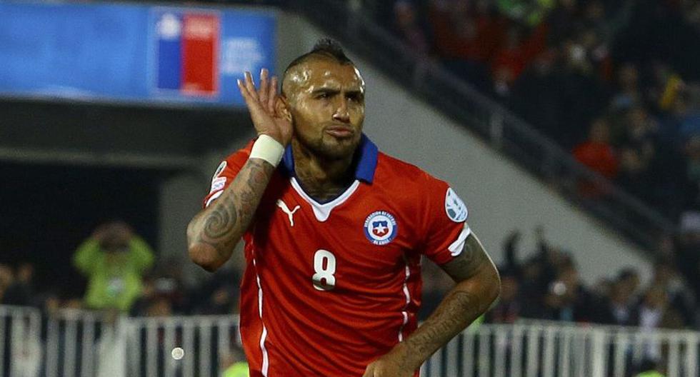 Arturo Vidal celebra el primer gol del partido. Chile gana en el debut en Copa América (EFE)