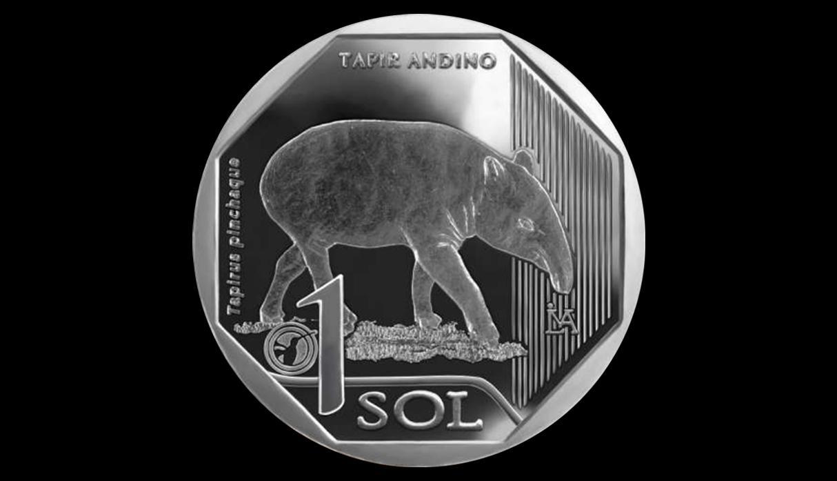 La cuarta moneda de la serie puesta en circulación es alusiva al "Tapir Andino". (Difusión)
