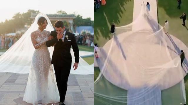 Priyanka Chopra y Nick Jonas se casaron en una boda de ensueño. El vestido de la novia fue un diseño de Ralph Lauren. El increíble velo tuvo más de 22 metros de largo. (Foto: Instagram)