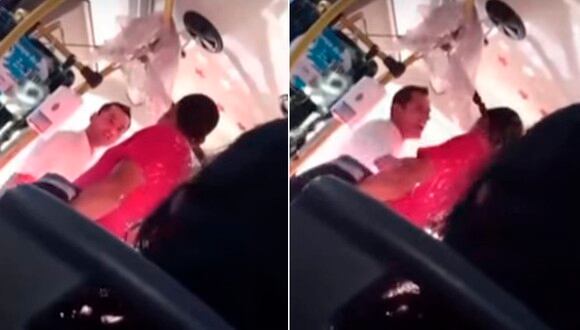 En las imágenes se ve al chofer agrediendo al pasajero que le reclamo que usara mascarilla.  | Foto: ElDoce.tv