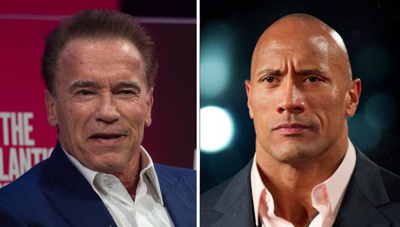 Arnold Schwarzenegger y Dwayne Johnson son dos actores que se caracterizan por su gran condición física (Foto: AFP)