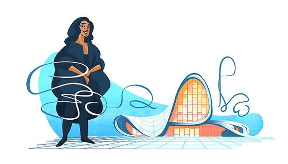 En el doodle, Zaha aparece en frente del Heydar Aliyev Center (Bakú, Azerbaiyán), un centro cultural que se inspira en diseños islámicos históricos. (Foto: Google)