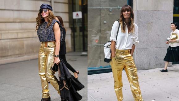 La tendencia de los pantalones dorados está arrasando en esta temporada. (Fotos: Glamour México)