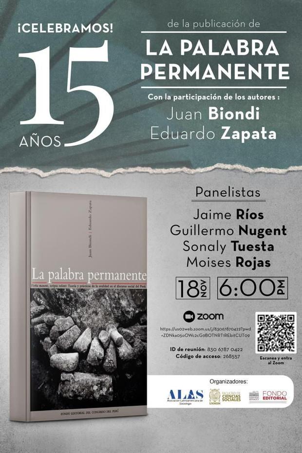 The virtual celebration of "The permanent word", by the Latin American Sociological Association (ALAS), the Faculty of Social Sciences of San Marcos and the Editorial Fund of the Congress.