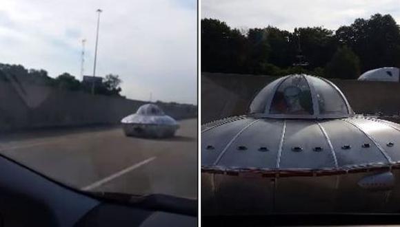 Aficionados captaron en video a un auto con forma de 'OVNI' en las pistas de Estados Unidos generando la sorpresa de propios y extraños. Las imágenes son virales en Facebook. (Foto: captura de video)