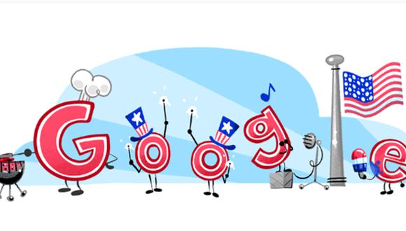 Google celebra la independencia de EE.UU. con un Doodle. (Foto: Google)