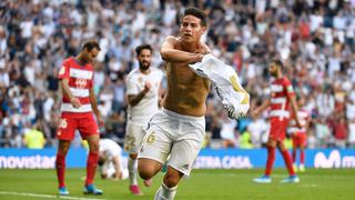 James Rodríguez, tras 882 días, anotó con camiseta de Real Madrid en triunfo blanco ante Granada | VIDEO 