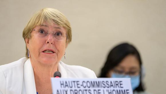 Michelle Bachelet, Alta Comisionada de la ONU para los Derechos Humanos, habló sobre la situación de las mujeres en Afganistán tras la victoria de los talibanes. (FABRICE COFFRINI / AFP).
