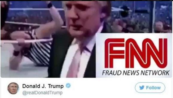 Donald Trump tuiteó el domingo un video en el que golpea a un hombre con el rostro cubierto por el logotipo de CNN.