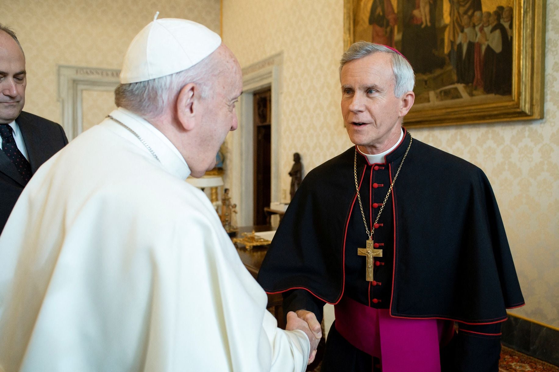 Pope Francis and Strickland during a meeting in 2020. (REUTERS).