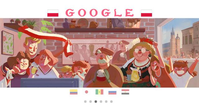 Foto 3 | El doodle para Polonia fue creado por Świętosław "Slawek" Fedorczuk. Él dice que "el fútbol en Polonia es más una celebración que solo un deporte. Conecta a fanáticos de todas las generaciones desde niños hasta mayores, incluso si no están interesados ​​en el juego a diario". (Foto: Google)
