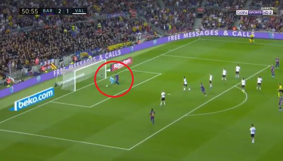 Barcelona vs. Valencia: Griezmann remató, rebotó en el palo y Piqué aprovechó para convertir el 3-1 | Foto: Captura
