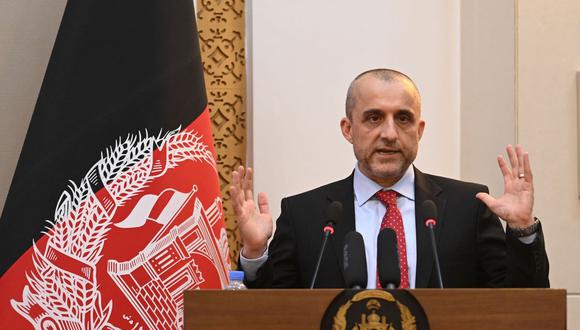 El vicepresidente de Afganistán, Amrullah Saleh, habla durante en el palacio presidencial afgano en Kabul el 4 de agosto de 2021. (SAJJAD HUSSAIN / AFP).
