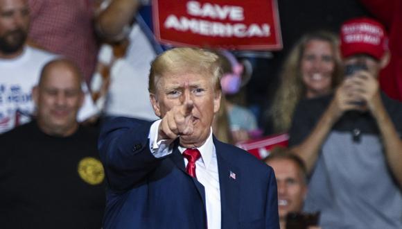 El expresidente de los Estados Unidos, Donald Trump, durante un mitin de campaña en el Mohegan Sun Arena en Wilkes-Barre, Pensilvania, el 3 de septiembre de 2022. (Foto de Ed JONES / AFP)