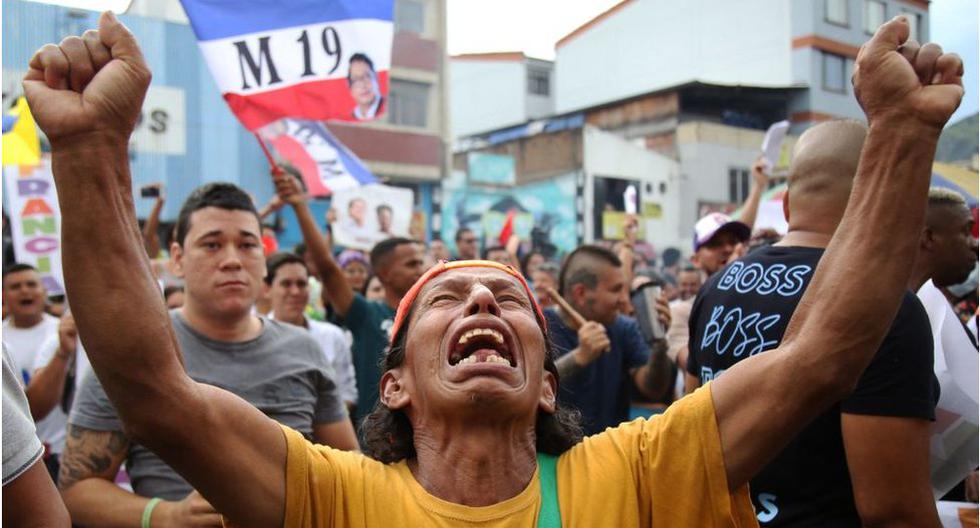 Las celebraciones en Cali, Colombia, tras la victoria de Gustavo Petro. (GETTY IMAGES).