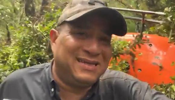 Dimitri Flores, uno de los ocupante de un helicóptero que cayó en Panamá, pidió ayuda a través de un video. (Foto: captura Twitter)