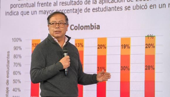 El mandatario Gustavo Petro durante una rueda de prensa en Bogotá, Colombia, el 5 de diciembre de 2023. (Foto de Presidencia de Colombia / EFE)