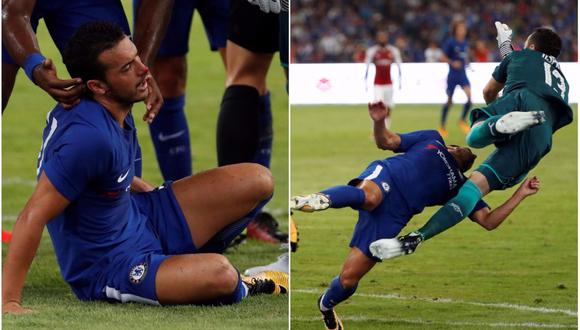 El español Pedro tuvo que regresar a Londres luego del terrible golpe que sufrió en el amistoso entre Chelsea y Arsenal. (Foto: Reuters)