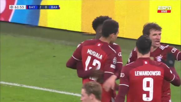El gol de Jamal Musiala para el 3-0 de Barcelona vs. Bayern Munich. (Fuente: ESPN)