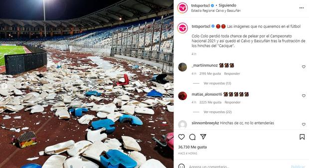 The terrible image of how the Antofagasta stadium was left.