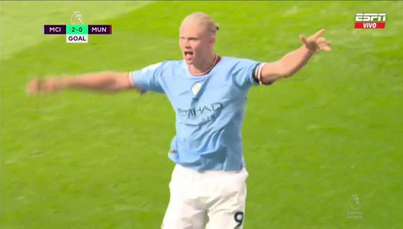 Goles de Haaland para el 2-0 y 3-0 del Manchester City vs. Manchester United por Premier League. (Foto: ESPN)