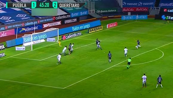 El atacante Omar Islas anotó el tercer gol para Querétaro por la fecha 12 del Apertura 2020 de la Liga MX desde el estadio Cuauhtémoc. (Foto: captura de video)
