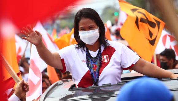 Keiko Fujimori brindó declaraciones en medio de sus actividades proselitistas en la ciudad de Iquitos, en la región Loreto (Foto: Alessandro Currarino / @photo.gec)