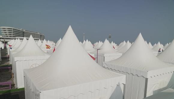 Qetaifan Island Fan Village consists of 1,800 tents, each with the capacity to house two people.  (BBC Sports).