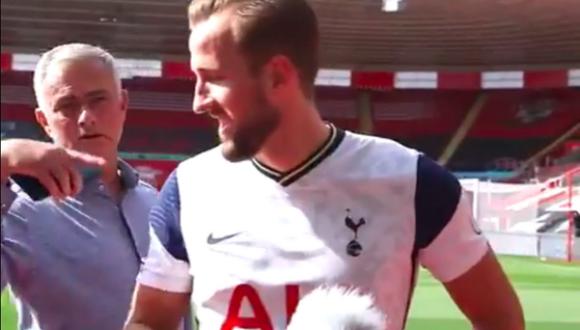 Harry Kane fue interrumpido por José Mourinho en plena entrevista. (Fuente: Sky Sports)