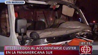 Cúster chocó contra muro y dejó 10 heridos en Panamericana Sur