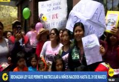 Protestan contra ley que permite matricular a niños nacidos solo hasta el 31 de marzo