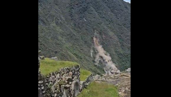 El deslizamiento de rocas y tierra ocurrió en la montaña San Miguel del parque arqueológico de Machu Picchu. (Foto: Twitter)