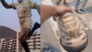 Así se registró el preciso momento del ataque a la estatua de ‘Lolo’ Fernández | VIDEO 